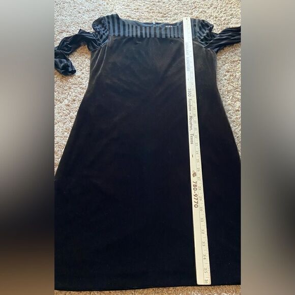 Alex Marie “Cherre” Velvet 3/4 Sleeve Black Dress With Stripes, Size 4 - Picture 10 of 10